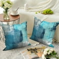 thumbnail image 2 of Turquoise Grey Throw Pillow Covers 18x18 Set of 2,Teal Modern Abstract Decorative Pillowcases for Sofa Couch Living Room, 2 of 6