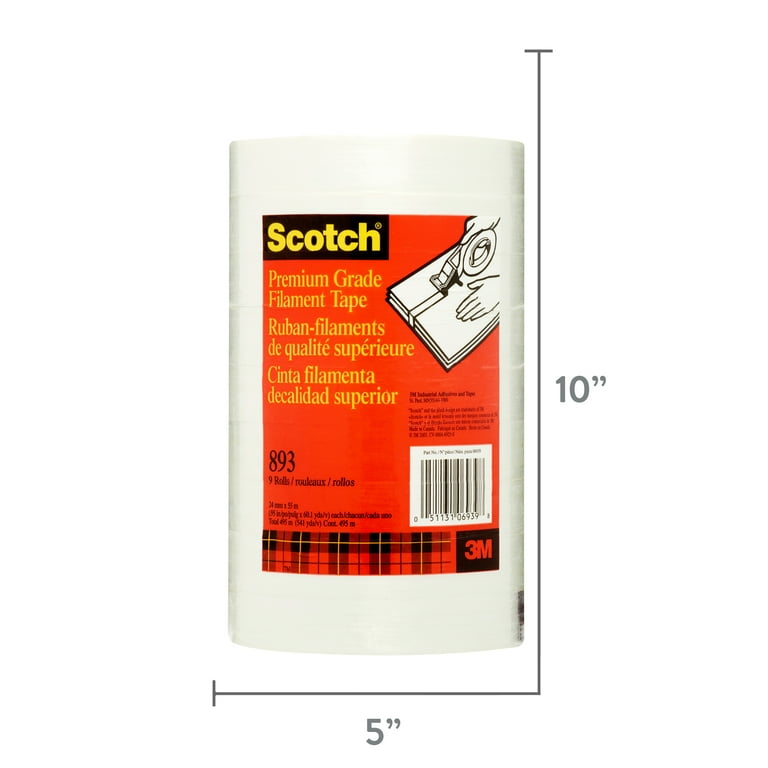 Scotch 893 Premium Heavy Duty Strapping Tape, 1 inch x 60 Yards