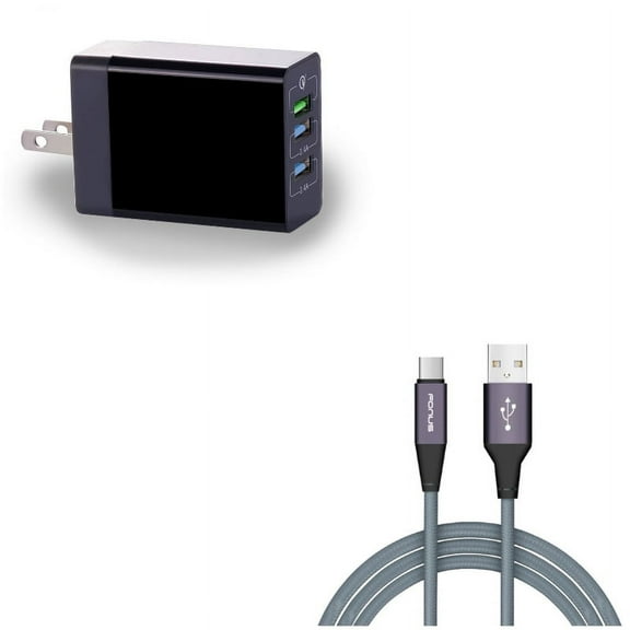 34W Home Charger w Type-C 6ft USB Cable G5A for Acer Liquid Jade Primo - Alcatel PulseMix, 7, Idol 5S 5 4S - ASUS Zenfone V Live, ROG Phone, AR 6 5z 4 Pro - Blackberry Motion, Key2, KEYone, LE