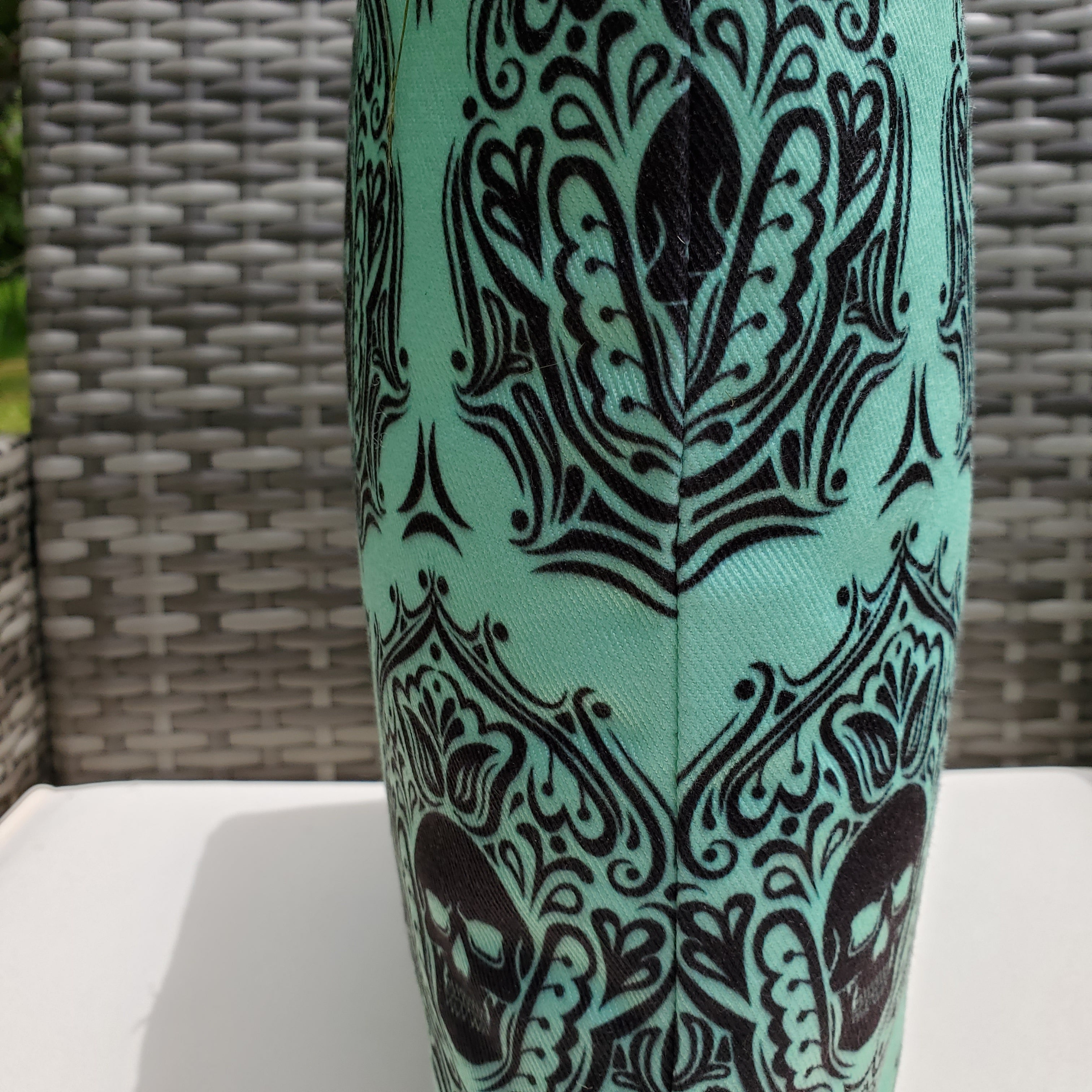 Outdoor Skull Pillow-Aqua