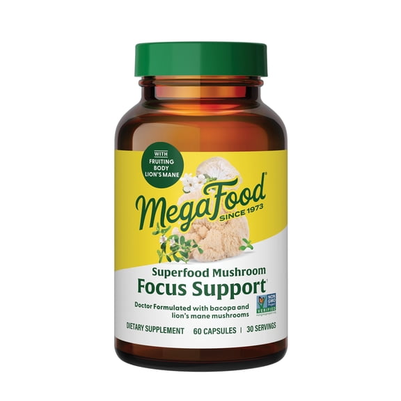 MegaFood Superfood Mushroom Focus Support - Lion's Mane & Bacopa - Vegan - 30 Servings