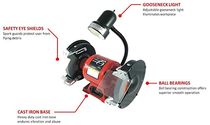 Sunex 5002A Bench Grinder with Light, 8 