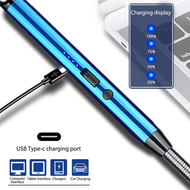 Batería de Cocina Encendedor eléctrico a prueba de viento para barbacoaencendido por plasma USB para estufa de gas (azul) Ndcxsfigh Nuevos Originales