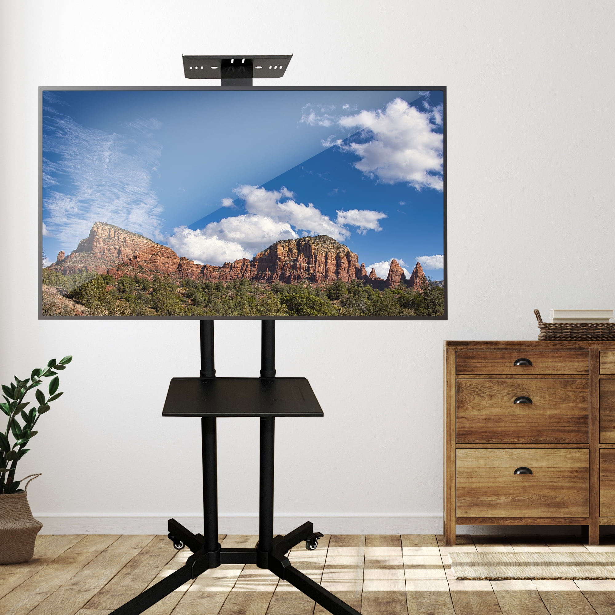 Xtreme Rolling TV Stand with Mount 32”-80", Portable TV Stand on Wheels with Tilt Lock