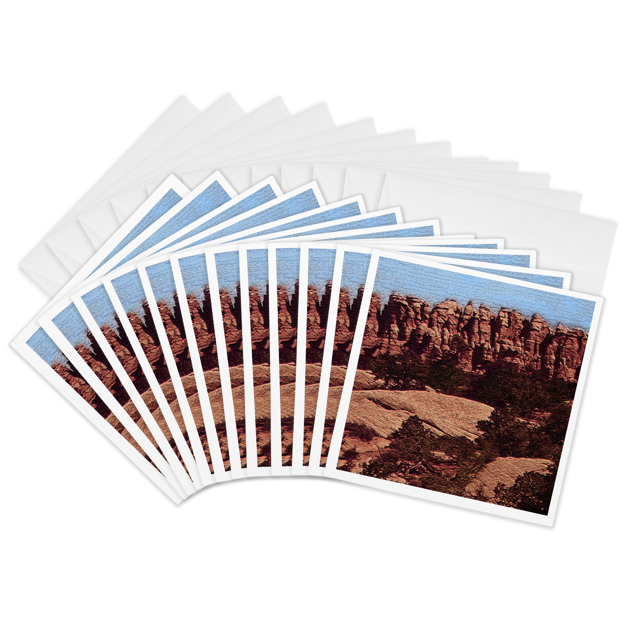 3drose Chesler Park Rock Spires (the Needles) - Canyonlands National Park (textured) 12 Greeting Cards with Envelopes