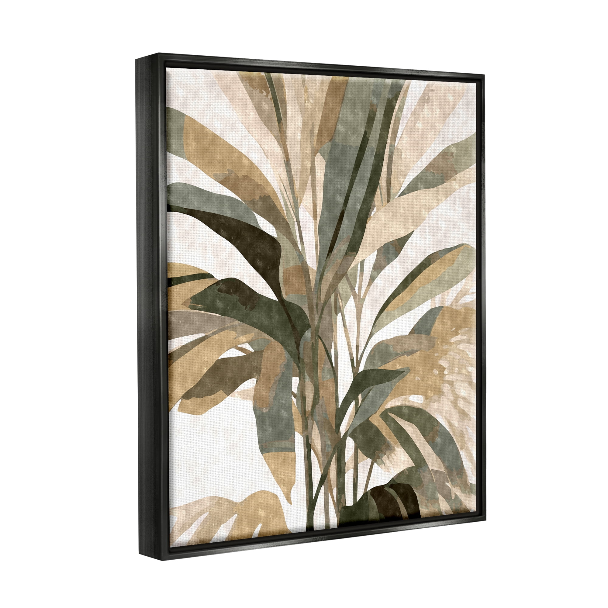 Stupell Industries Boho Palm Plant Botanical & Floral Painting Black Floater Framed Canvas Art Print Wall Art, 17 x 21