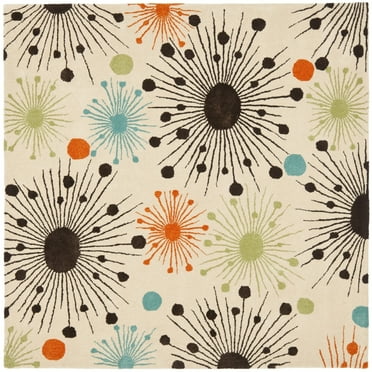 SAFAVIEH Soho Danielle Fire Works Wool Area Rug, Ivory/Multi, 8' x 8' Square