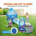 thumbnail image 5 of KFFKFF 3-in-1 Kids Play Tent with Tunnel and Basketball Hoop, Indoor/Outdoor Pop-Up Playhouse for Boys, Girls, Babies, and Toddlers, Includes Carrying Bag and Straps, Blue Ocean Design, 5 of 9