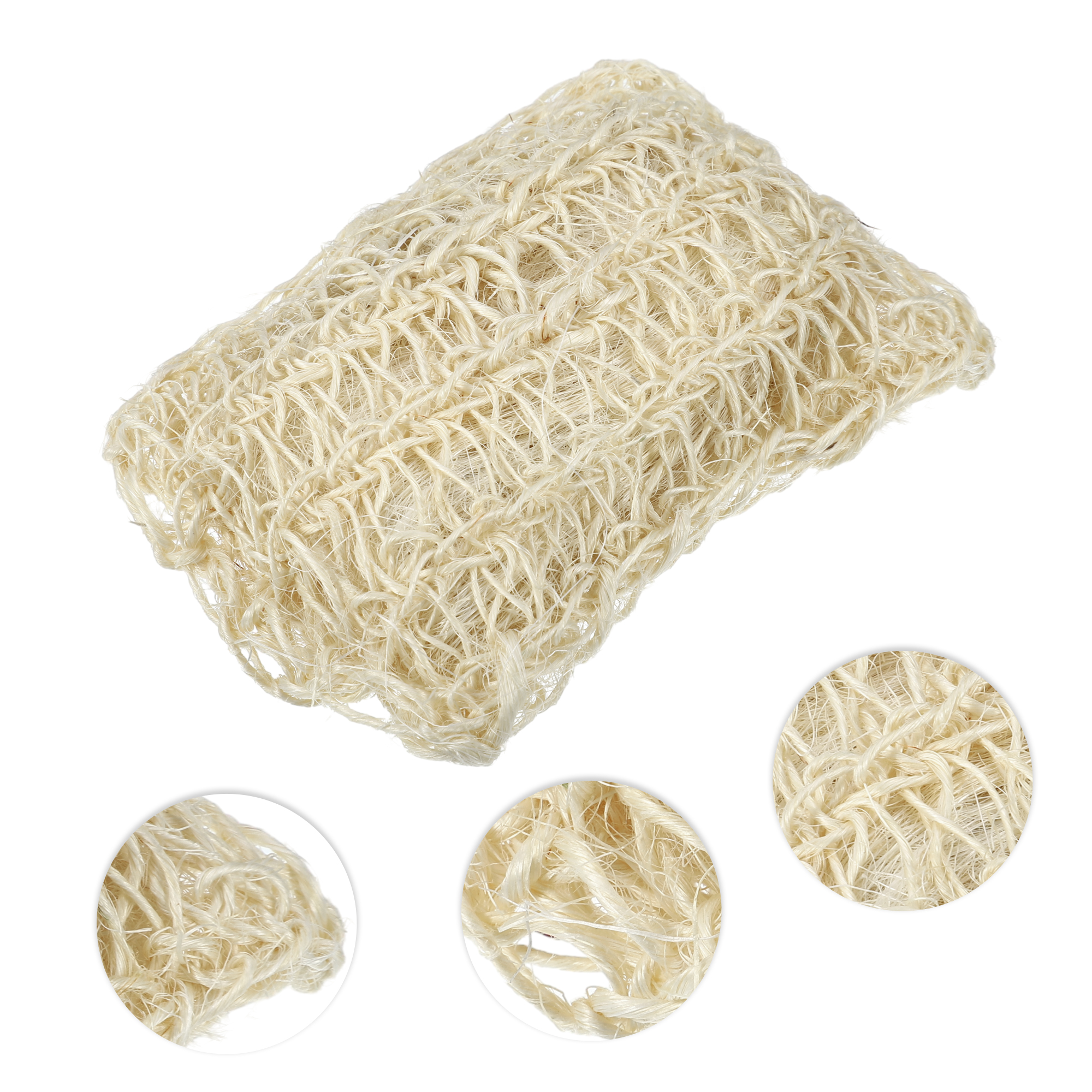 Unique Bargains 1Pc Jute Bath Brush Body Scrubber 5.47"x3.82"x1.85" Beige