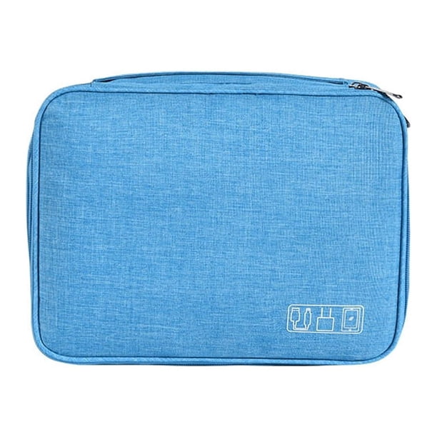 Yuarrent Estuche de almacenamiento Organizador de cables Bolsa de cargador Accesorios de viaje Gran capacidad Conveniente Bolsas de mano Almacenamiento y organización del hogar lago azul 5 pulgadas
