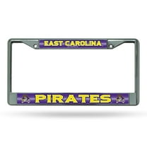East Carolina NCAA Pirates Standard Size Chrome License Plate Frame - It Sparkles! - Let's Go!