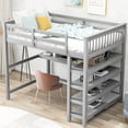 thumbnail image 2 of Pine Wood Full Size Loft Bed with Ladder Shelves / Spacious Workspace in Bedroom, 2 of 2