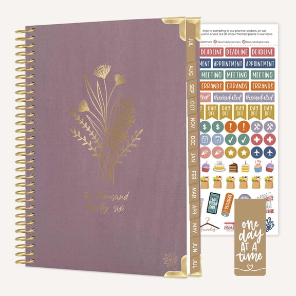 bloom daily planners 2026-2027 Academic Planner, 13-Month Monthly & Weekly Hard Cover, 5.5" x 8.25", Purple Linen