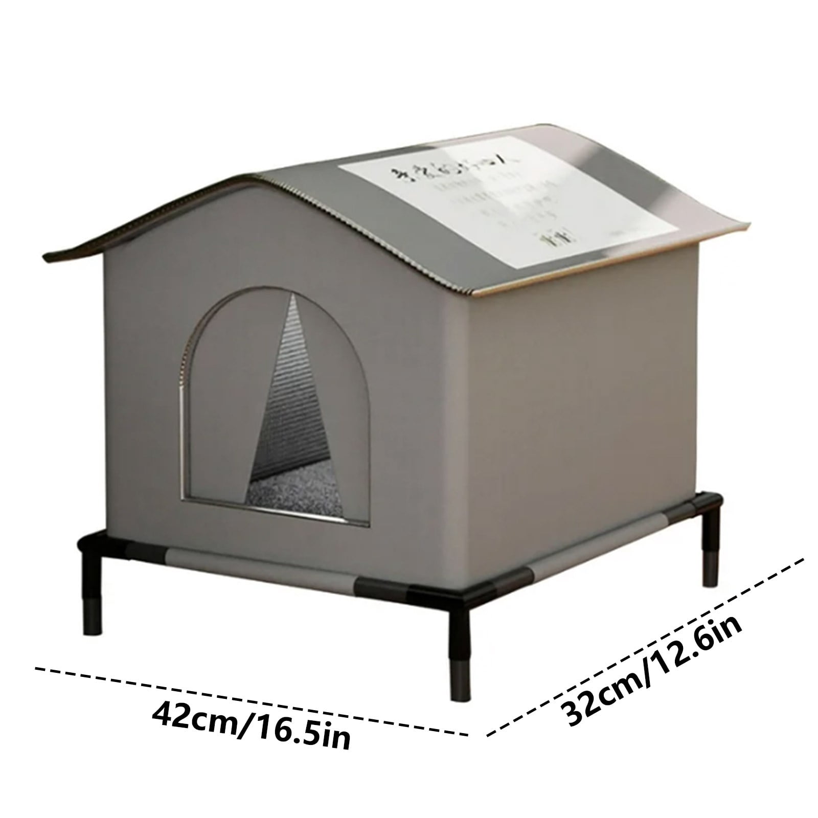 Nallwabiu Weatherproof Insulated Outdoor Cat House, Heated Shelter with Seamless Base for Feral Cats, Winter Waterproof Warm Cat House Outdoor (Grey, 16.5”x12.6”)