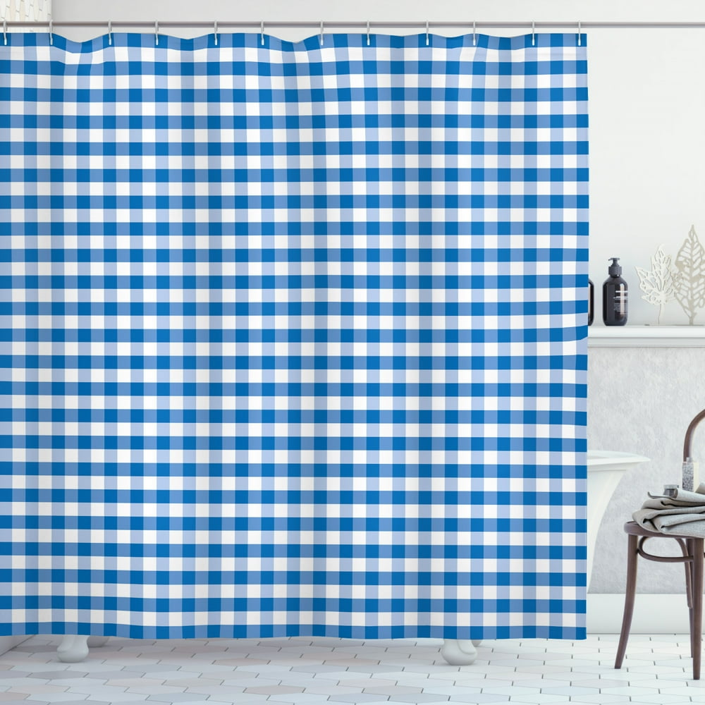 Checkered Shower Curtain, Monochrome Gingham Checks Classical Country Culture Old Fashioned Grid