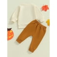 thumbnail image 6 of Aojekbee Baby Boys Pants Set, Long Sleeve Crew Neck Letters Cobweb Print Sweatshirt with Elastic Waist Sweatpants Halloween Clothes, 6 of 10