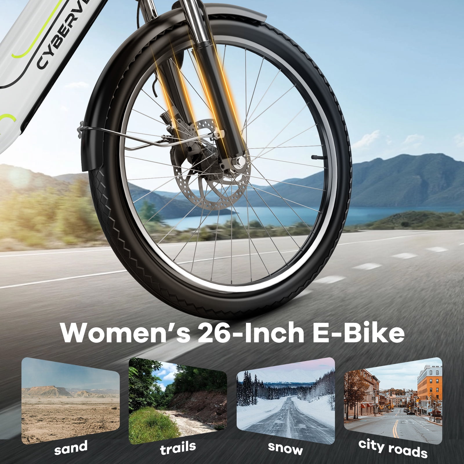 1000 Peak Electric Bike for Adults,up 80 Miles 25AH Removable Battery Ebike, 26" Electric E Bike with 7-Speed,Adult Electric Bicycles for Commute Beach Snow Man Womens All Terrain