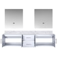 thumbnail image 4 of White double bath vanity, 80 inches wide | Equipped with marble top, mirrors, and soft close | Offers scratch and stain resistant surface, 4 of 4