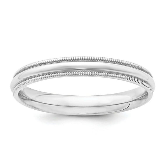 925 Sterling Silver Polished Half Round 3mm Comfort-Fit Milgrain Size 4.5 Band Ring Ring for Women and Men