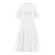 thumbnail image 4 of VISgogo, vestido Midi informal de verano para mujer, vestido fruncido de manga corta acampanado de Color sólido, vestido holgado acampanado a la moda VISgogo moda, 4 of 6