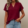 thumbnail image 4 of Resicozy Womens Summer Tops Short Sleeve Basic Casual V Neck T Shirts Trendy Lightweight 2026 Wine XL, 4 of 7