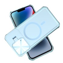 ELEHOLD Rugged Case for iPhone 15 Plus 6.7 Inch with Folding Camera Lens Protector Cover Kickstand Function Compatible with Mag Safe Magnetic Shockproof Case for iPhone 15 Plus,Blue