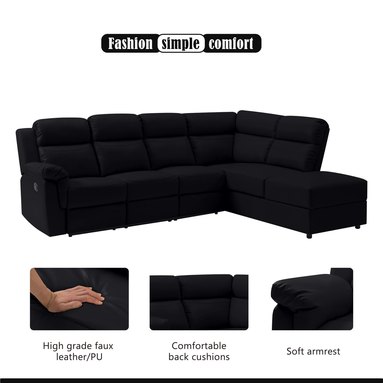 Gewnee 110.2” Manual Reclining Sectional Sofa Reclining Sofa Modern Contemporary Style and Functionality for Living Room, Office