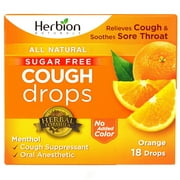 Angle View: (3 Pack) Herbion Cough Drops Orange Sugar Free 18Loz