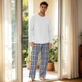 thumbnail image 6 of VV AVEORS Mens Pajama Set Bamboo Viscose Soft Pijamas Sets Plaid Long Sleeve Full Length Pants Pjs Check Sleepwear With Pockets White 3XL, 6 of 7