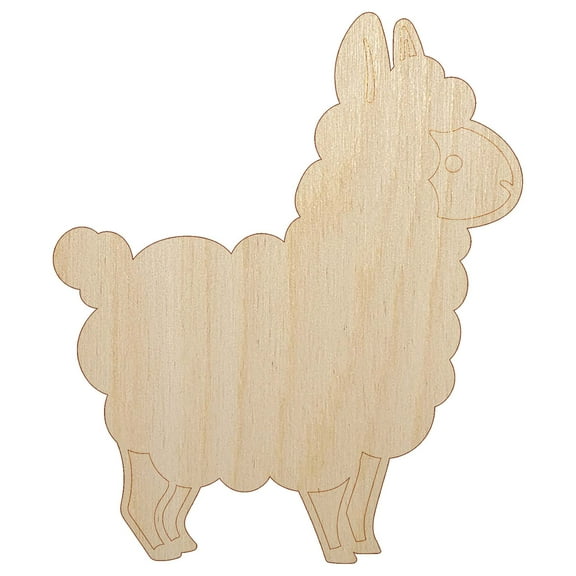 Chibi Little Llama Wood Shape Unfinished Piece Cutout Craft DIY Projects - 4.70 Inch Size - 1/8 Inch Thick
