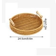 thumbnail image 3 of Clearance Under $5!Yyuenw Rattan Woven Round Basket, 9.6 Inch Round Rattan Woven Serving Tray with Handles for Bread Fruit Vegetables, Restaurant Serving & Tabletop Display Baskets, 3 of 5
