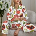 thumbnail image 5 of KLL Tomatoes Print Women's Long Sleeve Pajamas with Pants Sleepwear Loungewear 2 Set-X-Large, 5 of 7