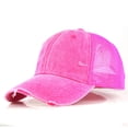 thumbnail image 6 of HuangHuanChen Baseball Cap for Women Men Solid Color Washed Cotton Distressed Baseball Cap with Mesh Back Hat Breathable Trucker Hiking Hat Sun Hat Runing Hat, 6 of 6