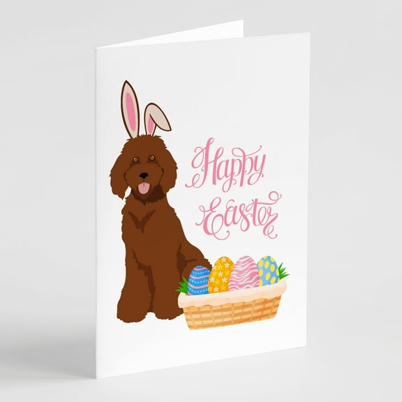 Standard Red Poodle Easter Greeting Cards and Envelopes Pack of 8 7 in x 5 in