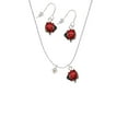 thumbnail image 2 of Delight Jewelry Silvertone Mini Light Purple Crystal Heart Red Lucky Ladybug Necklace and Dangle Earrings Set, 2 of 6