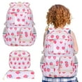 thumbnail image 2 of Back to School Essentials Strawberry Print Backpack Aesthetic Nylon Rucksack Cute Backpack Set Casual Daypack, 2 of 6