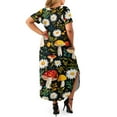 thumbnail image 2 of Yuyamidu Mushroom V Neck Dress Daisy Summer Casual Dress Loose Short Sleeve Long T-Shirt Dress Split Maxi Dress Comfort Daily Wear Clothes for Women Plus Size XL, 2 of 7
