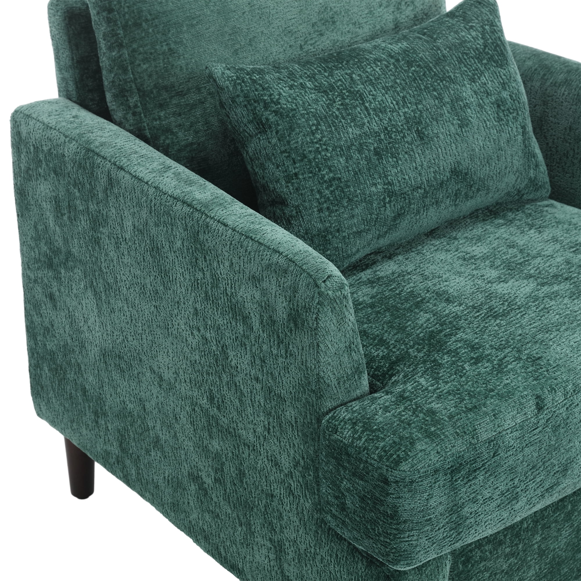 MAYEERTY Wood Frame Armchair, Modern Accent Chair Lounge Chair Tufted Club Chair, Mid Century Modern Arm Chairs with Studded, Solid Wood Frame, for Bedroom, Reading (Emerald Chenille)