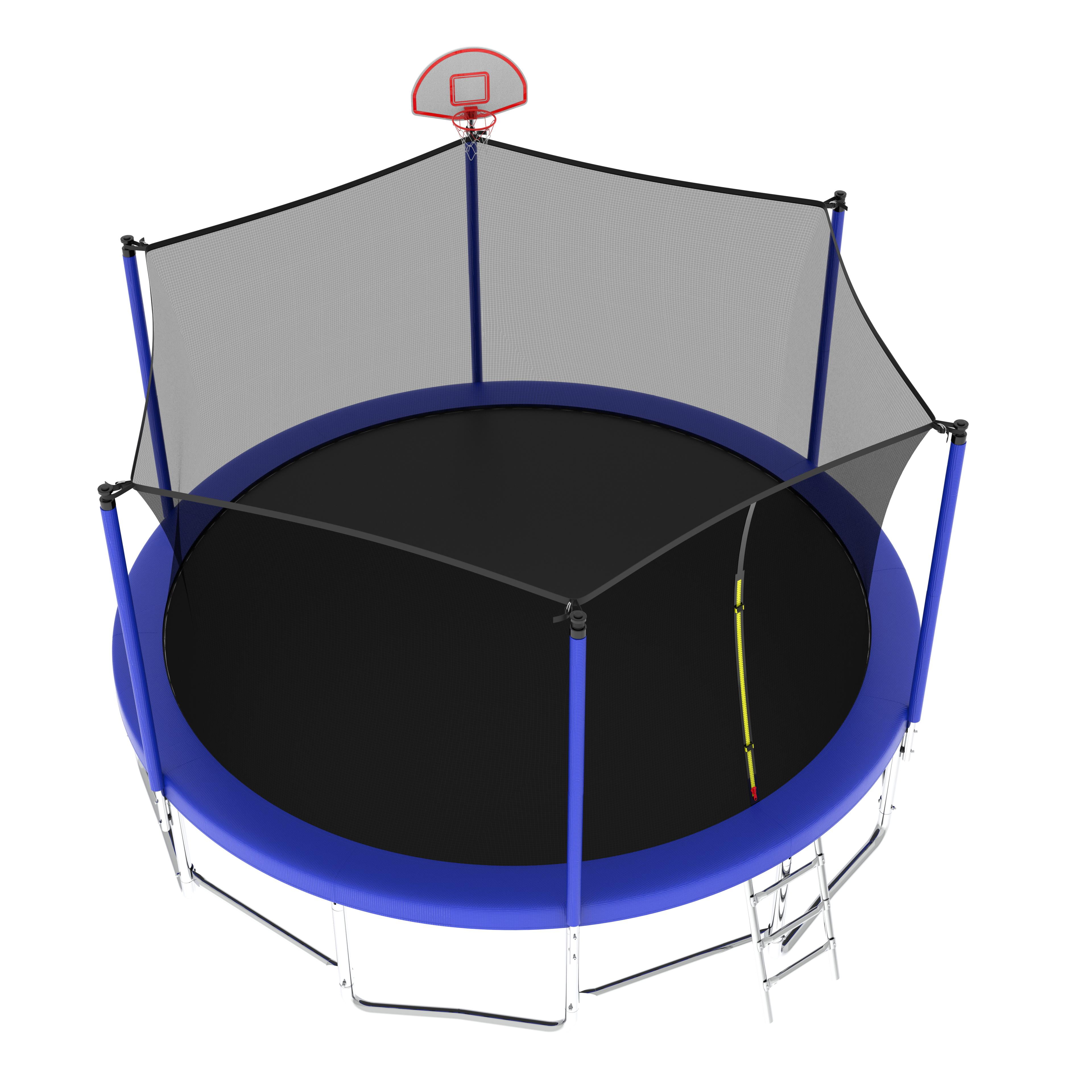 16FT Kids Trampoline with Hoop - Outdoor Trampoline W/Enclosure Net & Ladder, XXL Round Trampolines with Steel Support, Max Weight Capacity 1320LBS
