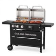 thumbnail image 2 of Flintex Propane Gas and Charcoal Grill Combo, Dual Fuel Outdoor BBQ Grill Stainless Steel Lids for Patio Garden Picnic Backyard Barbecue Cooking, 2 of 8