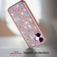 thumbnail image 3 of For Samsung Galaxy A06 Floral Design Embedded Glass Diamond Fancy Fashion Glitter Bling Sparkly Hybrid Rugged TPU Bumper Cover, XPM Phone Case [Rose Gold], 3 of 9