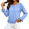 thumbnail image 6 of jjayotai Womens Long Sleeve Shitrs Fall Tshirts Ruffle Flowy Crew Neck Dressy Casual Blouses 2026 Trendy Cute Work Outfits, 6 of 6