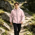 thumbnail image 5 of Sewkxo Mens Rain Jacket Lightweight Waterproof Raincoat with Hood Outdoor Rain Gear Travel Hiking Cycling,Pink S, 5 of 8
