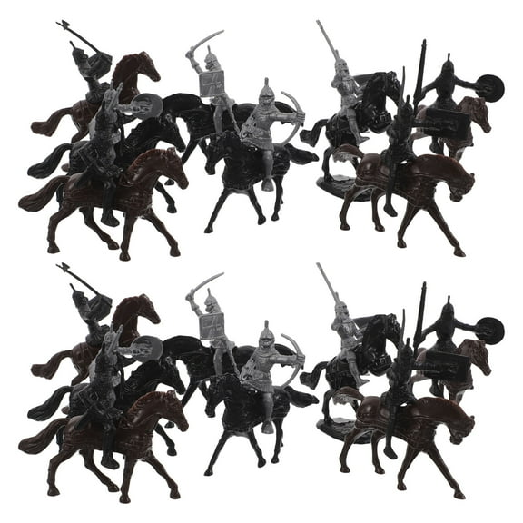 BESTYASH 32-Piece Medieval Knight Plastic Figurine Set for Tabletop Decoration and Collectible Display