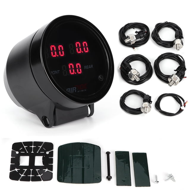 Medidor de amortiguador neumático, medidor de presión de aire de aire para automóvil 3 en 1 de 2,5 pulgadas Medidor de presión de tanque de aire meticulosamente diseñado