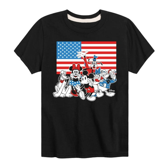 Disney - Mickey And Friends Flag - Toddler & Youth Short Sleeve Graphic T-Shirt