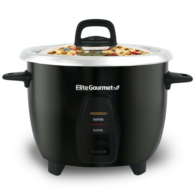 Elite Gourmet Maxi-Matic Electric Rice Cooker with Stainless Steel