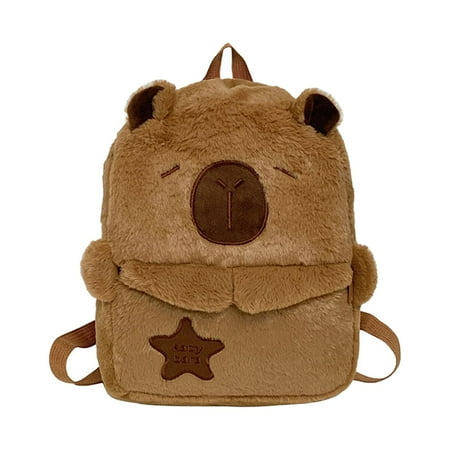 yuksok Capibara Backpack Lovely Adjustable Straps Casual Daypack for Shopping Traveling Brown