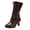 Brown, variant on Women Vintage Victorian Boots 70s Lace up Ankle Boots Mid Heel Witch Granny Booties Mid-Calf Costume Shoes Retro Cone Heel Side Zipper Almond Toe