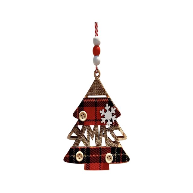Ornements de Sapin de Noël à Carreaux Rouges Style Britannique Décoration en Lettres en Bois 14,5 cm x 10 cm